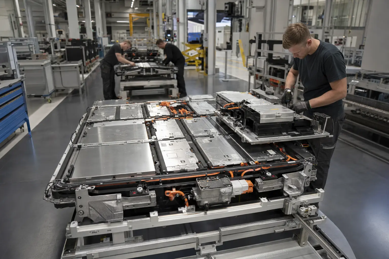 Batteriemanagement-Elektronik in einer Produktions- oder Entwicklungsumgebung für Elektrofahrzeuge