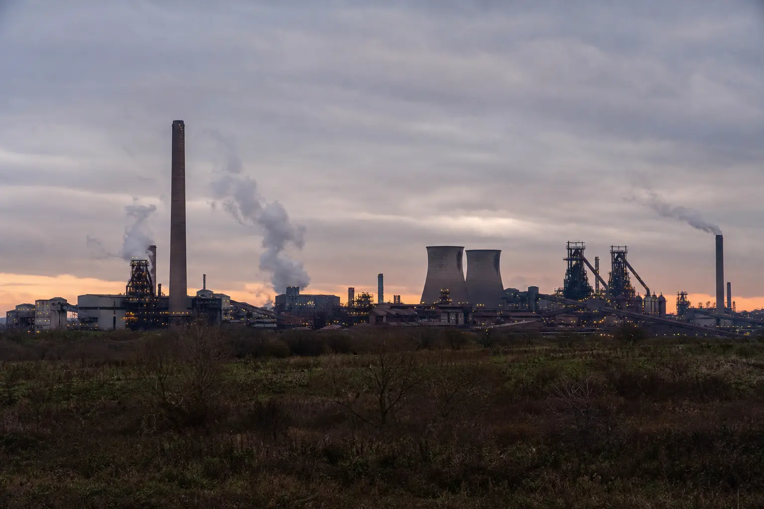 Hochofen und Industrieanlagen im Stahlwerk Scunthorpe