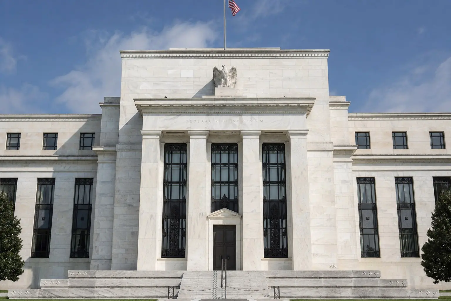 Front exterior of the Federal Reserve headquarters in Washington, D.C..