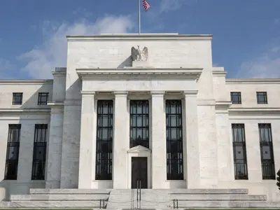 Front exterior of the Federal Reserve headquarters in Washington, D.C..